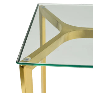 Glass Console Table with Gold Base