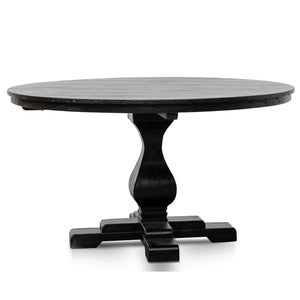 1.4m Round Reclaimed Rustic Black Dining Table