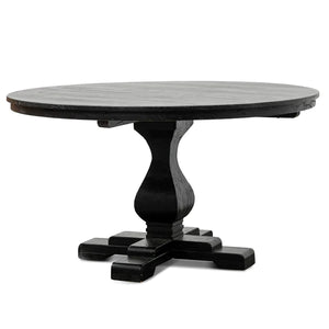 1.4m Round Reclaimed Rustic Black Dining Table