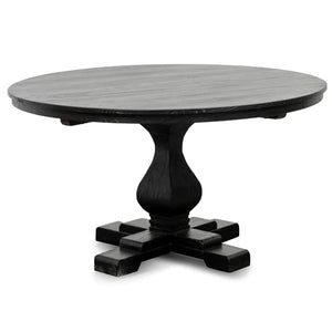 1.4m Round Reclaimed Rustic Black Dining Table