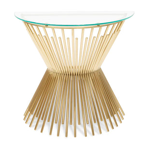 Glass Console Table with Brushed Gold Base