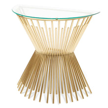 Load image into Gallery viewer, Glass Console Table with Brushed Gold Base