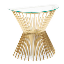Load image into Gallery viewer, Glass Console Table with Brushed Gold Base