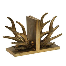 Load image into Gallery viewer, Antique Gold Antler Bookends