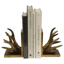 Load image into Gallery viewer, Antique Gold Antler Bookends