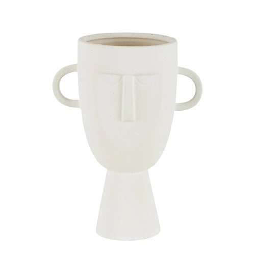 White Stoneware Face Vase