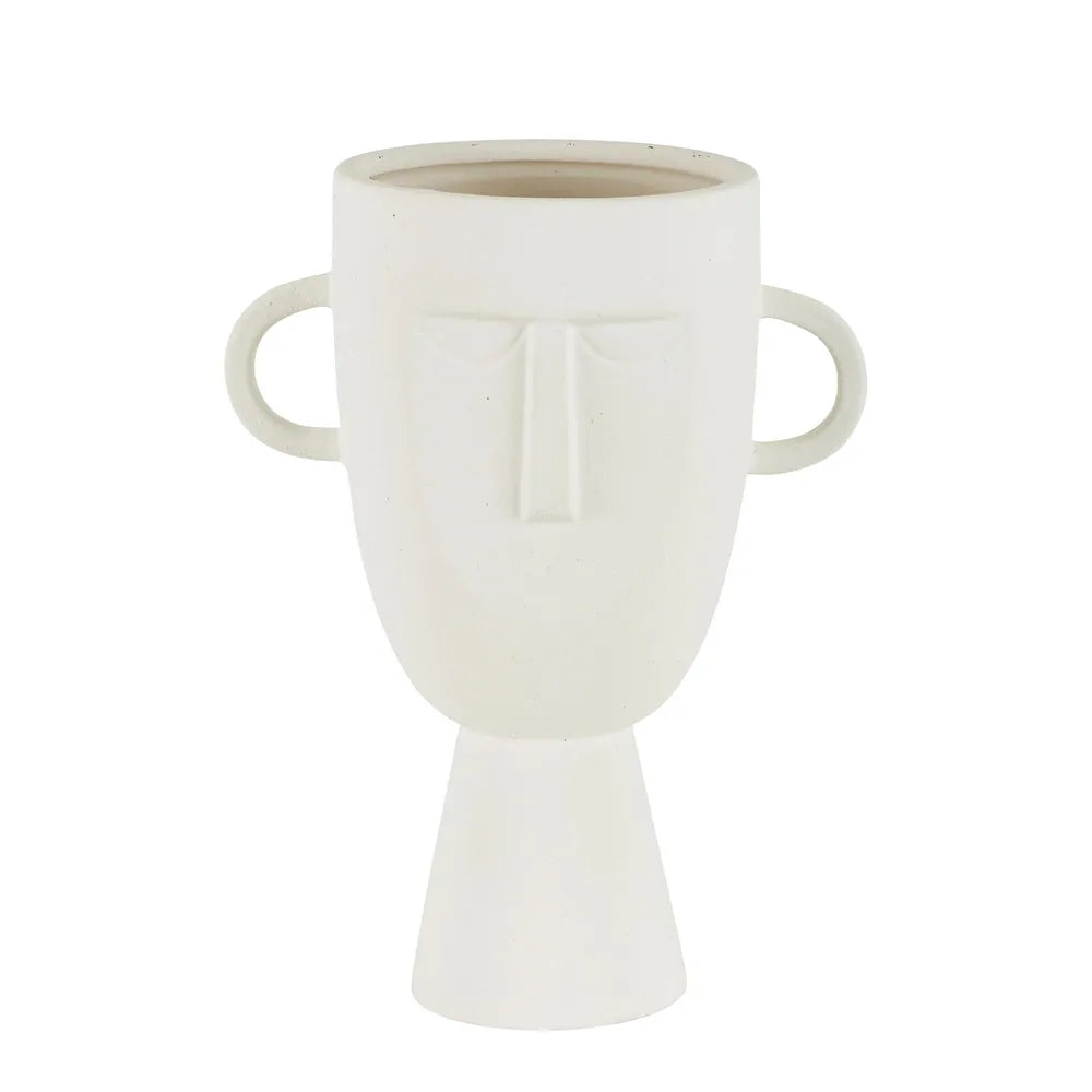 White Stoneware Face Vase