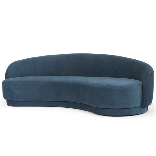 Dusty Blue Three-Seater Fabric Sofa