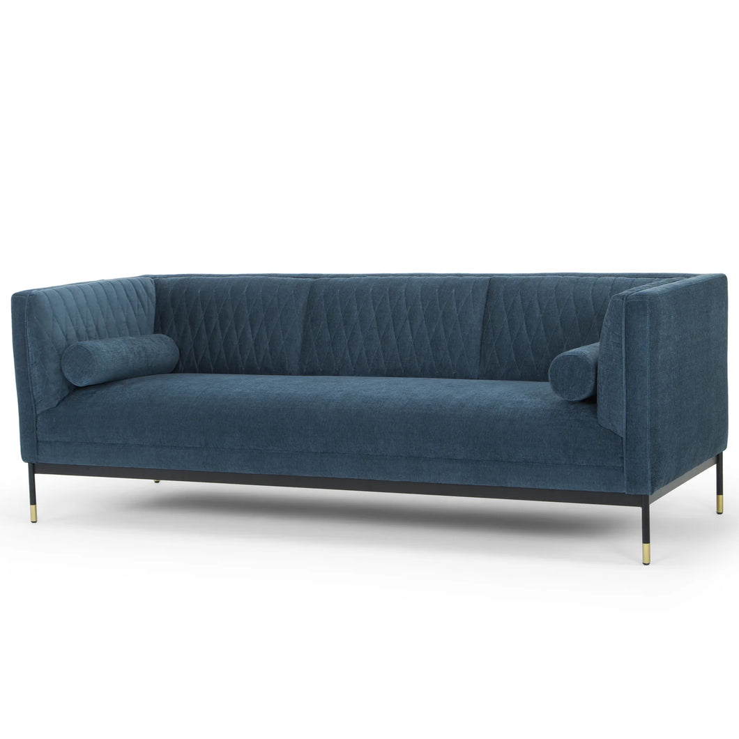 Dusty Blue Three-Seater Fabric Sofa