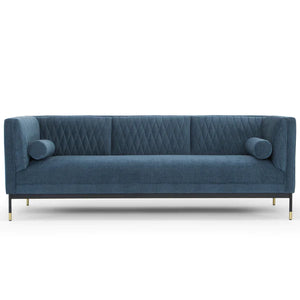 Dusty Blue Three-Seater Fabric Sofa