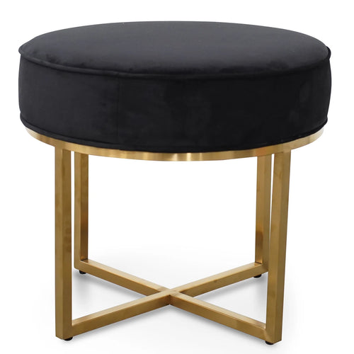 Black Velvet Ottoman with Brushed Gold Base