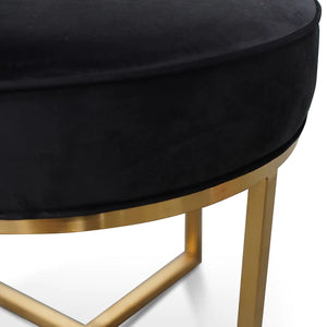 Black Velvet Ottoman with Brushed Gold Base
