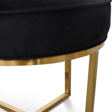 Load image into Gallery viewer, Black Velvet Ottoman with Brushed Gold Base