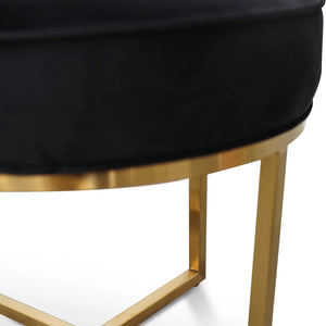 Black Velvet Ottoman with Brushed Gold Base