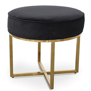 Black Velvet Ottoman with Brushed Gold Base