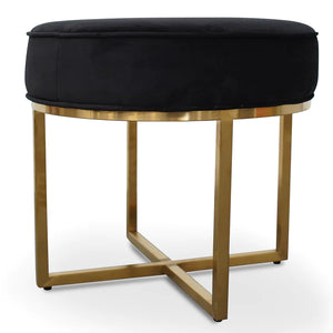 Black Velvet Ottoman with Brushed Gold Base
