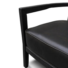 Load image into Gallery viewer, Black Wooden Armchair with Black PU Leather Seat
