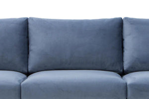 Dust Blue Three-Seater Fabric Sofa