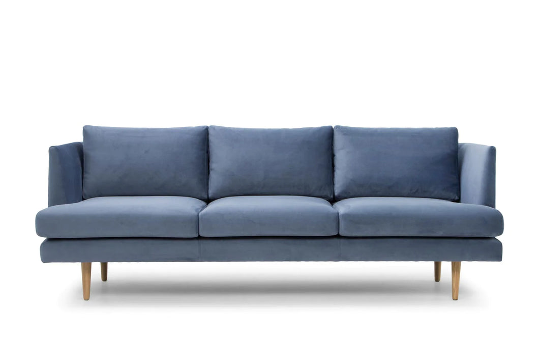 Dust Blue Three-Seater Fabric Sofa