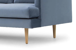 Dust Blue Three-Seater Fabric Sofa