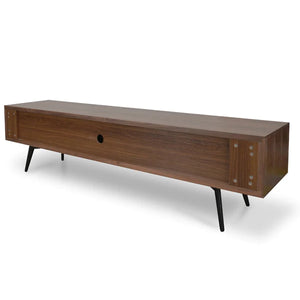 Walnut TV Unit with Matte Black Drawers