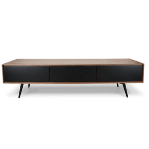 Walnut TV Unit with Matte Black Drawers