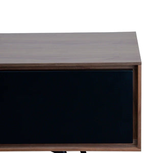 Walnut TV Unit with Matte Black Drawers