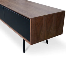 Load image into Gallery viewer, Walnut TV Unit with Matte Black Drawers