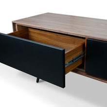 Load image into Gallery viewer, Walnut TV Unit with Matte Black Drawers