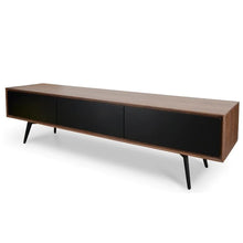 Load image into Gallery viewer, Walnut TV Unit with Matte Black Drawers