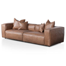 Load image into Gallery viewer, Saddle Brown Three-Seater Sofa with Cushion and Pillow