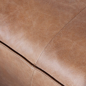 Saddle Brown Three-Seater Sofa with Cushion and Pillow