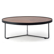 Load image into Gallery viewer, Round Coffee Table with Walnut Top and Black Frame