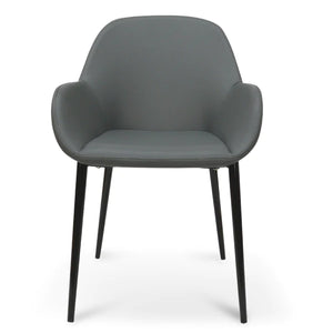 Charcoal Grey Dining Chair with Black Legs