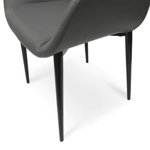 Charcoal Grey Dining Chair with Black Legs