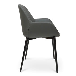 Charcoal Grey Dining Chair with Black Legs