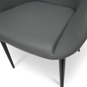 Charcoal Grey Dining Chair with Black Legs