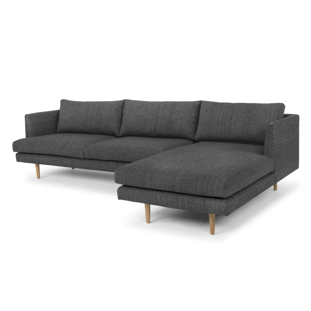 Metal Grey Three-Seater Right Chaise Sofa