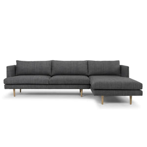 Metal Grey Three-Seater Right Chaise Sofa