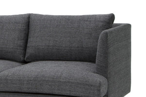 Metal Grey Three-Seater Fabric Sofa