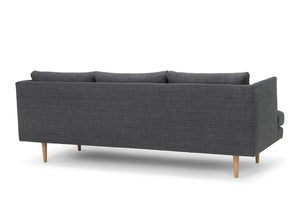 Metal Grey Three-Seater Fabric Sofa