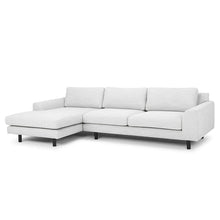Load image into Gallery viewer, Light Textured Grey Three-Seater Left Chaise Sofa with Black Legs