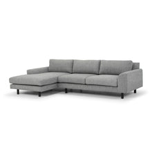 Load image into Gallery viewer, Graphite Grey Three-Seater Left Chaise Sofa with Black Legs