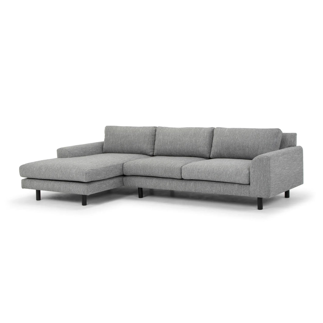 Graphite Grey Three-Seater Left Chaise Sofa with Black Legs