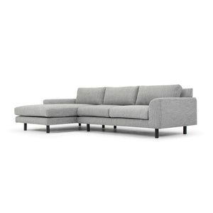 Graphite Grey Three-Seater Left Chaise Sofa with Black Legs
