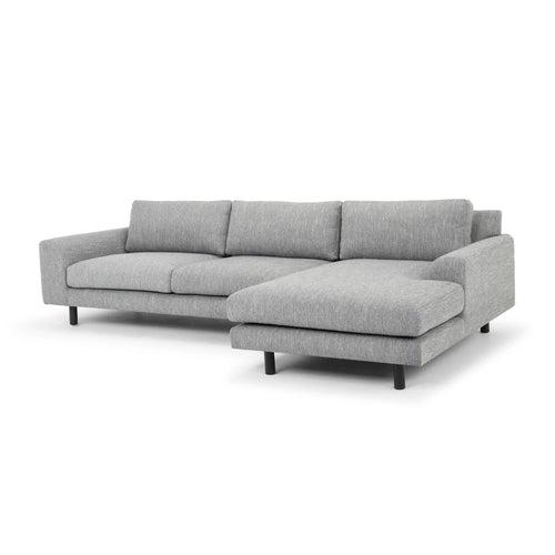 Graphite Grey Three-Seater Right Chaise Sofa with Black Legs