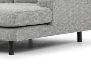 Graphite Grey Three-Seater Right Chaise Sofa with Black Legs