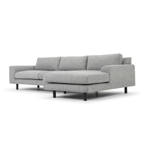 Graphite Grey Three-Seater Right Chaise Sofa with Black Legs