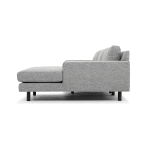 Graphite Grey Three-Seater Right Chaise Sofa with Black Legs