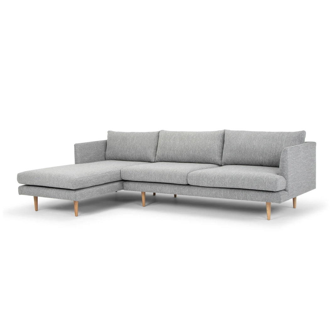 Graphite Grey Left Chaise Sofa with Natural Legs